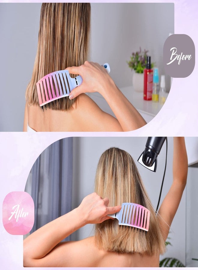 Bsisme Boar Bristle Hair Brush, Curved Vented Detangler Brush Faster Blow Drying, Paddle Detangling Brush for Women Men Kids Wet Dry Long Curly Thick Straight Hair, Make Hair Shiny and Healthier(Purple+Blue) - Image 4